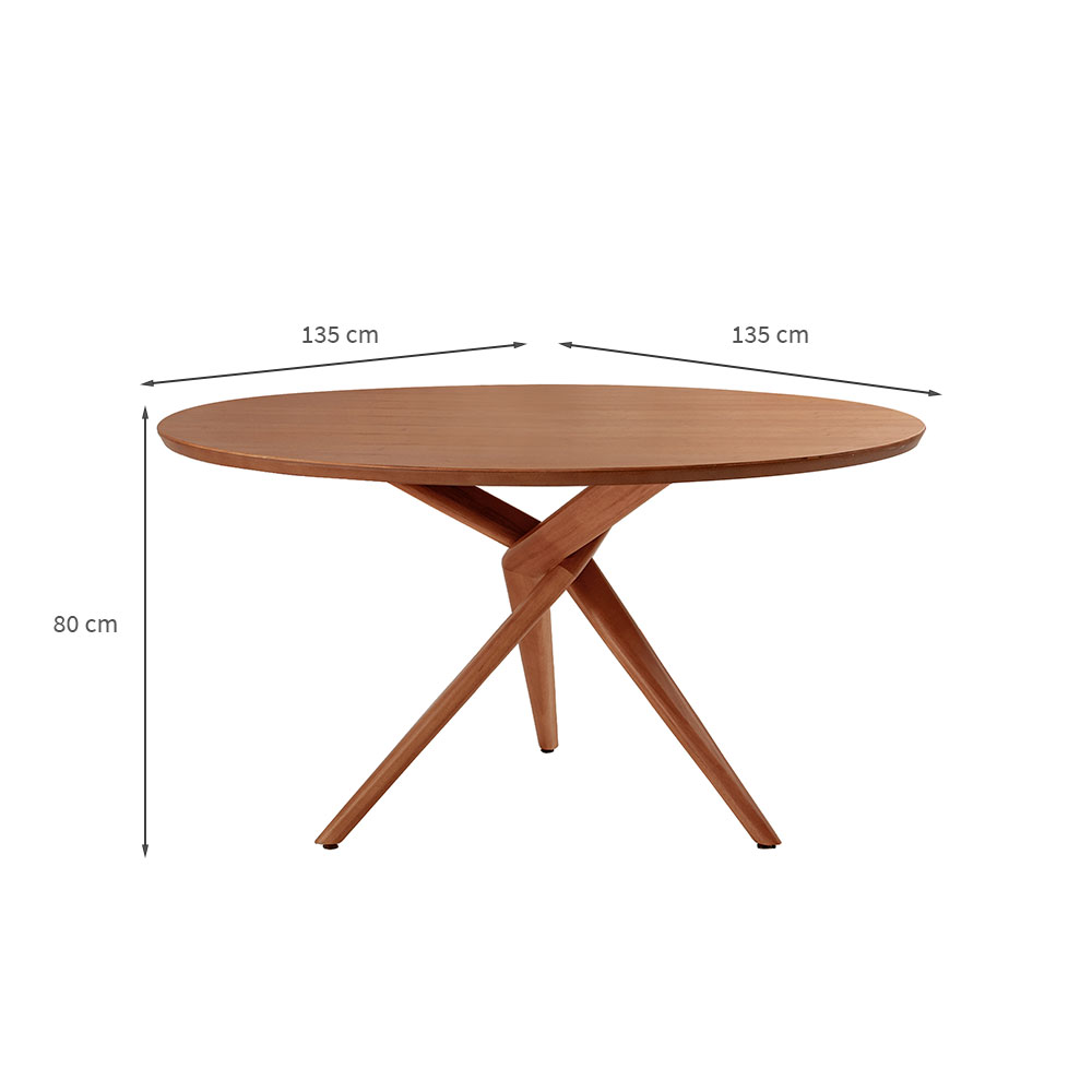 Mesa de Jantar Redonda com Tampo Laminado Miami Madeira Maciça Imbuia