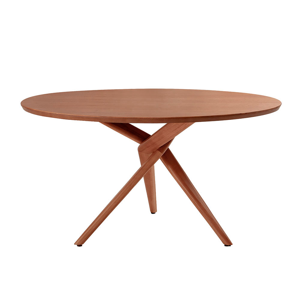 Mesa de Jantar Redonda com Tampo Laminado e 4 Cadeiras Miami Madeira Maciça Linho Bege e Imbuia