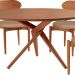 Mesa de Jantar Redonda com Tampo Laminado e 4 Cadeiras Miami Madeira Maciça Linho Bege e Imbuia