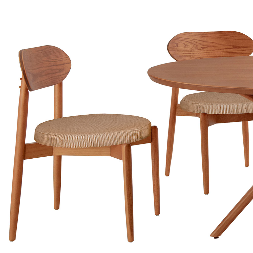 Mesa de Jantar Redonda com Tampo Laminado e 4 Cadeiras Miami Madeira Maciça Linho Bege e Imbuia