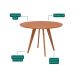 Mesa de Jantar Redonda com Tampo MDF Acerola Cinamomo e Madeira 109 cm