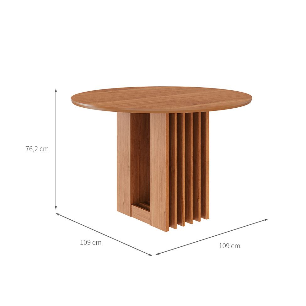 Mesa de Jantar Redonda com Tampo MDF Ariela Cinamomo 109 cm