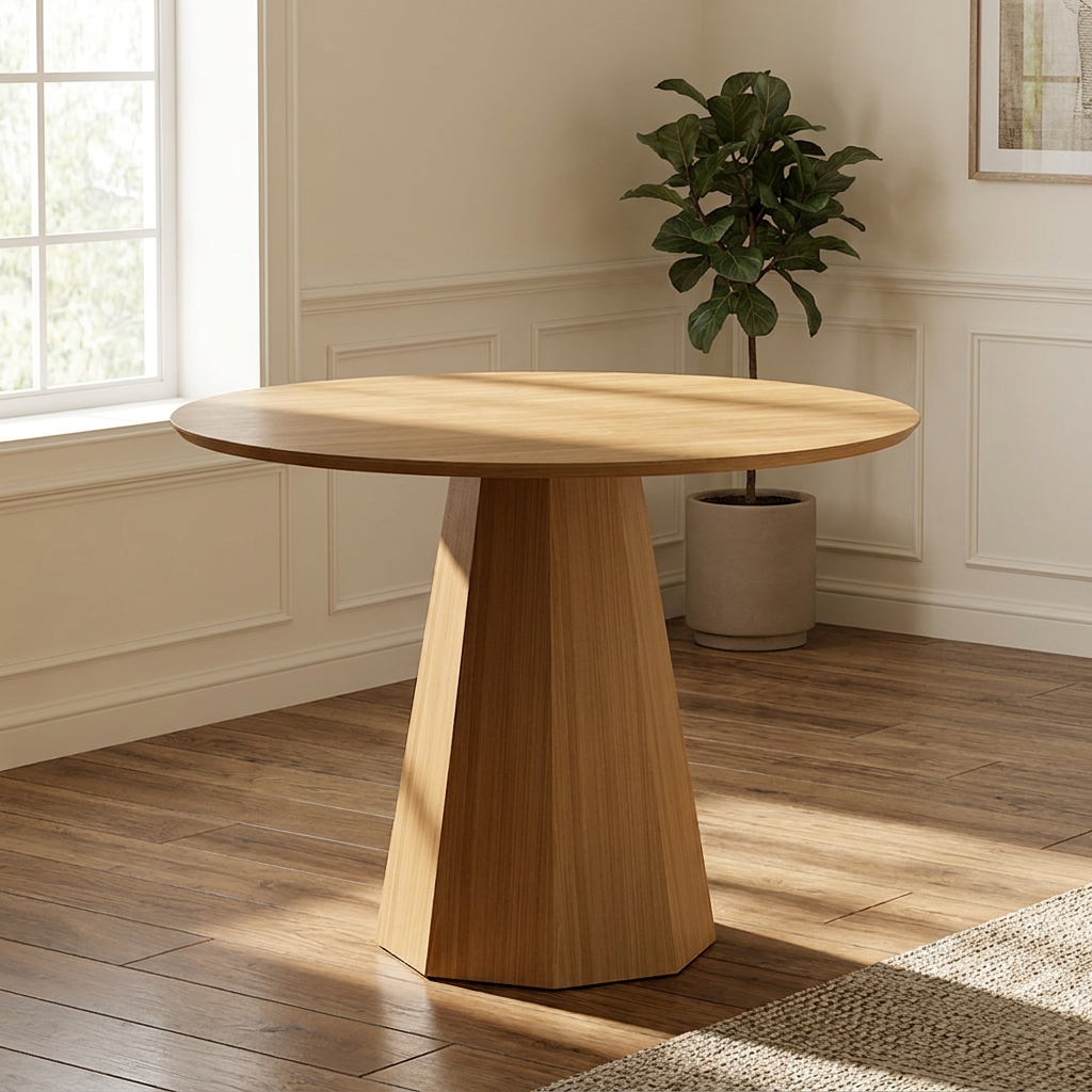 Mesa de Jantar Redonda com Tampo MDF Isis Ypê 100 cm