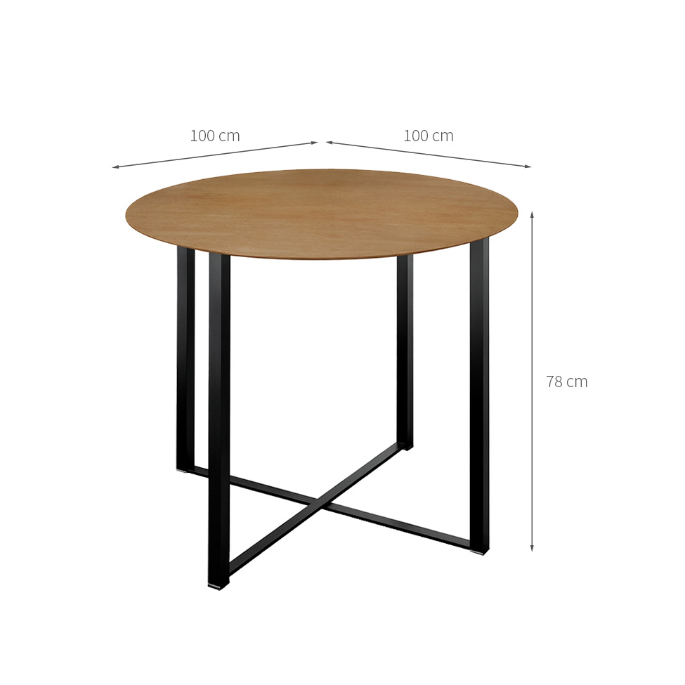 Mesa de Jantar Redonda com Tampo MDP Renata Ypê e Preta 100 cm