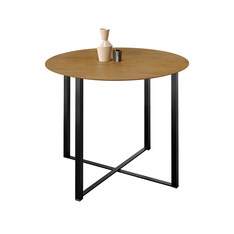 Mesa de Jantar Redonda com Tampo MDP Renata Ypê e Preta 100 cm