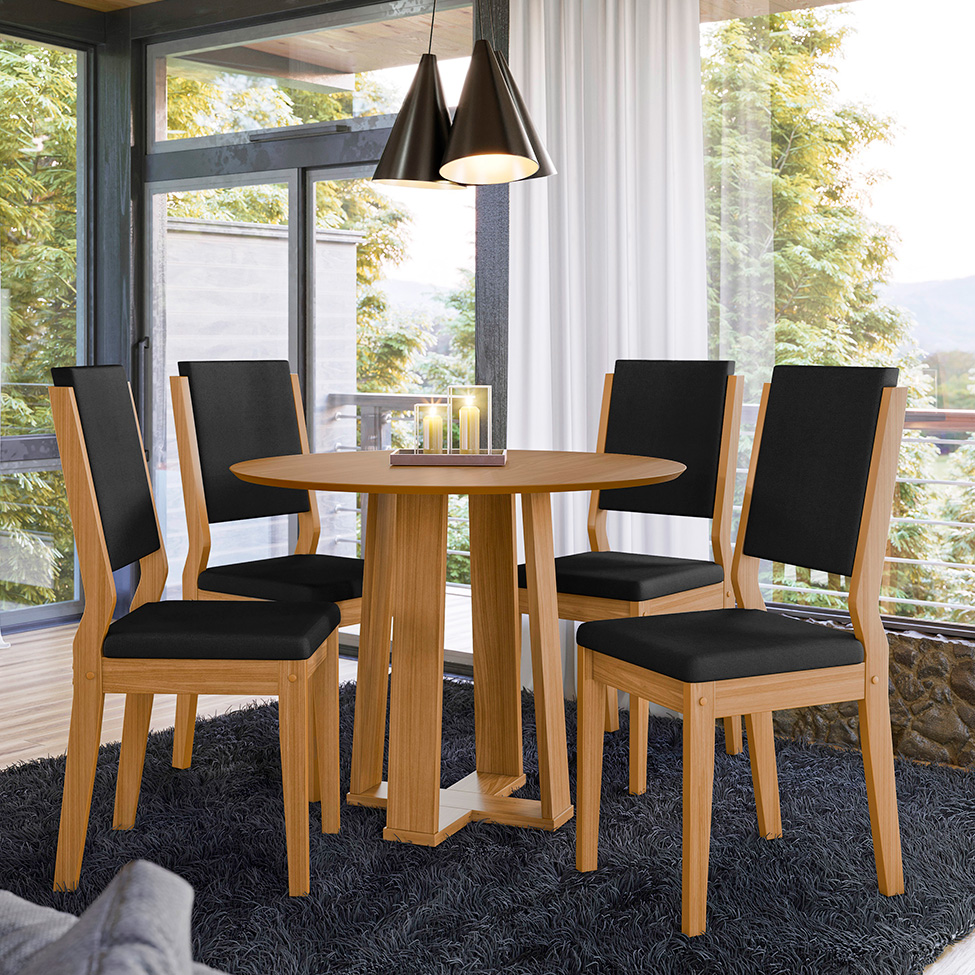 Mesa de Jantar Redonda com Tampo de MDF Isabela Ypê 100 cm