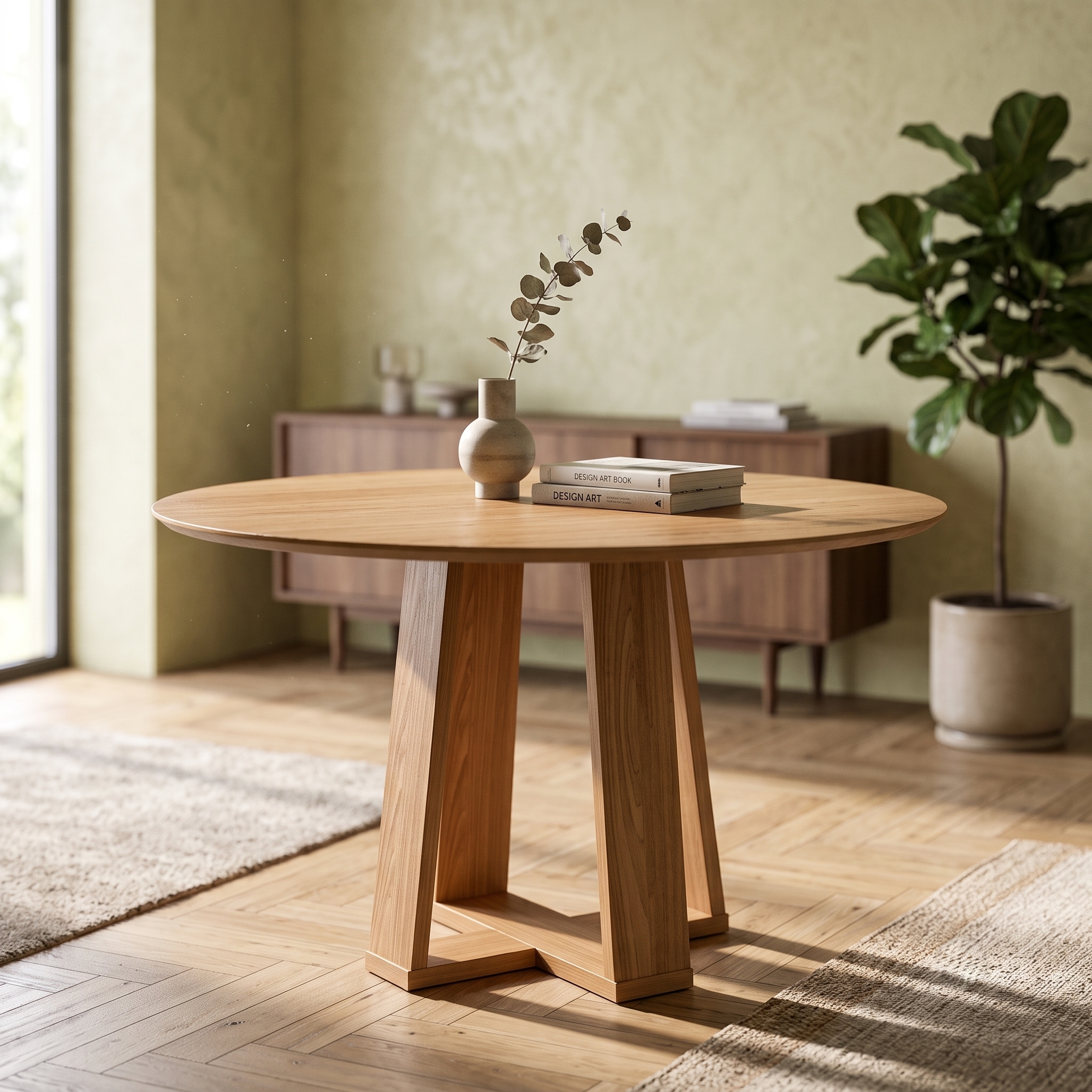 Mesa de Jantar Redonda com Tampo de MDF Isabela Ypê 100 cm