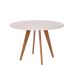 Mesa de Jantar Redonda com Tampo de Vidro Acerola Off White e Madeira 109 cm