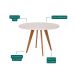 Mesa de Jantar Redonda com Tampo de Vidro Acerola Off White e Madeira 109 cm