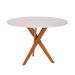 Mesa de Jantar Redonda com Tampo de Vidro Cacau Off White e Madeira 109 cm