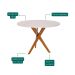Mesa de Jantar Redonda com Tampo de Vidro Cacau Off White e Madeira 109 cm