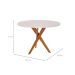Mesa de Jantar Redonda com Tampo de Vidro Cacau Off White e Madeira 109 cm