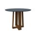 Mesa de Jantar Redonda com Tampo de Vidro Isabela Cinza e Imbuia 100 cm
