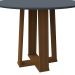 Mesa de Jantar Redonda com Tampo de Vidro Isabela Cinza e Imbuia 100 cm