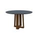 Mesa de Jantar Redonda com Tampo de Vidro Isabela Cinza e Imbuia 117 cm
