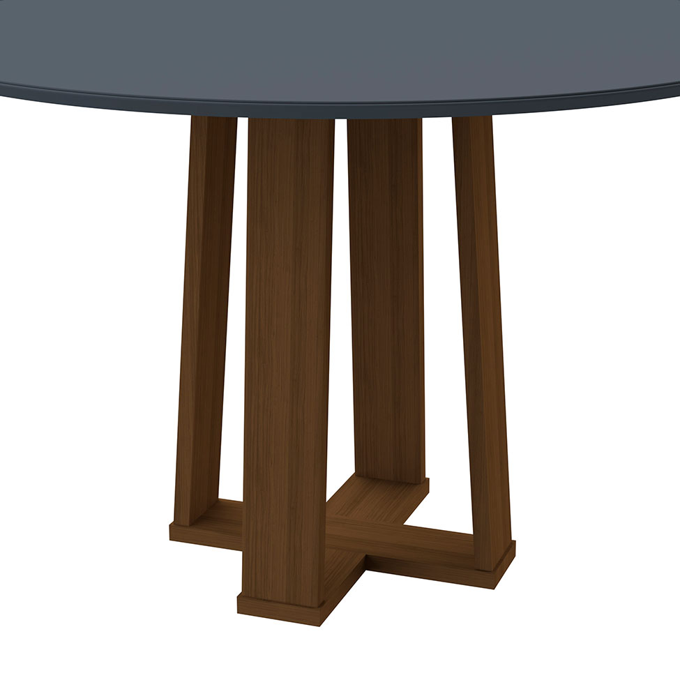 Mesa de Jantar Redonda com Tampo de Vidro Isabela Cinza e Imbuia 117 cm