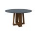 Mesa de Jantar Redonda com Tampo de Vidro Isabela Cinza e Imbuia 135 cm