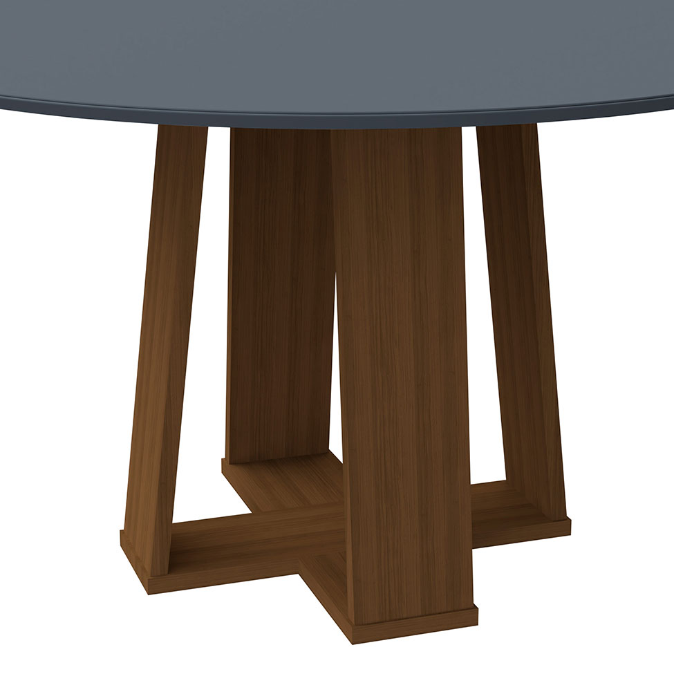 Mesa de Jantar Redonda com Tampo de Vidro Isabela Cinza e Imbuia 135 cm