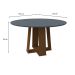 Mesa de Jantar Redonda com Tampo de Vidro Isabela Cinza e Imbuia 135 cm