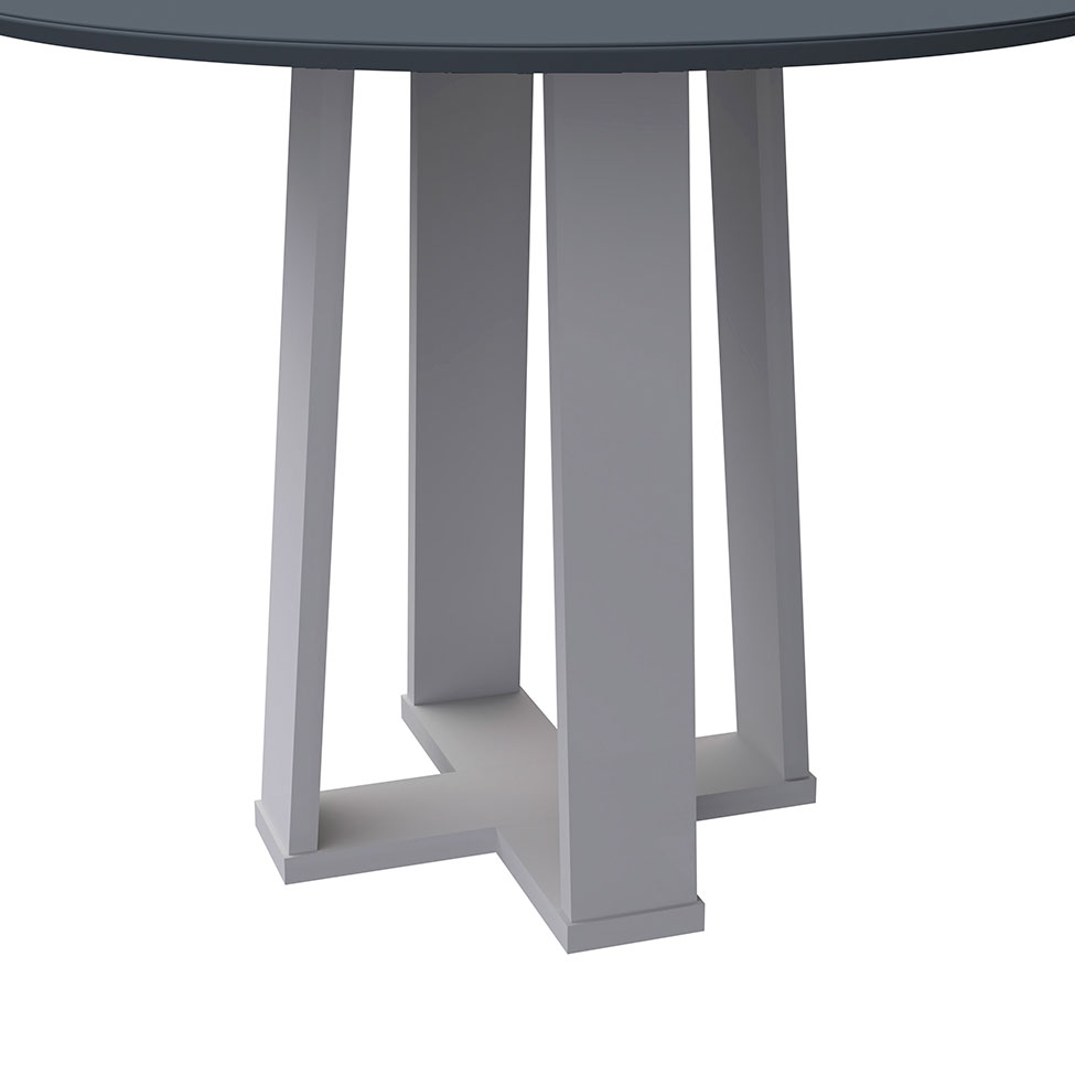 Mesa de Jantar Redonda com Tampo de Vidro Isabela Cinza e Off White 100 cm
