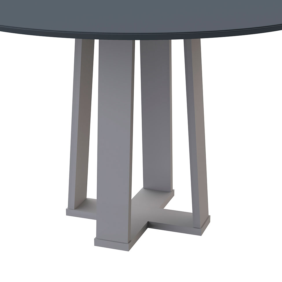 Mesa de Jantar Redonda com Tampo de Vidro Isabela Cinza e Off White 117 cm