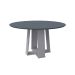 Mesa de Jantar Redonda com Tampo de Vidro Isabela Cinza e Off White 135 cm