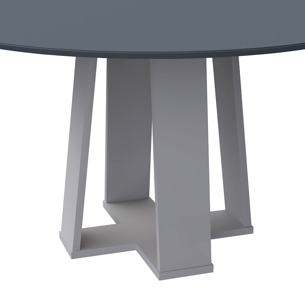 Mesa de Jantar Redonda com Tampo de Vidro Isabela Cinza e Off White 135 cm
