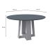 Mesa de Jantar Redonda com Tampo de Vidro Isabela Cinza e Off White 135 cm