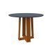 Mesa de Jantar Redonda com Tampo de Vidro Isabela Cinza e Ype 100 cm