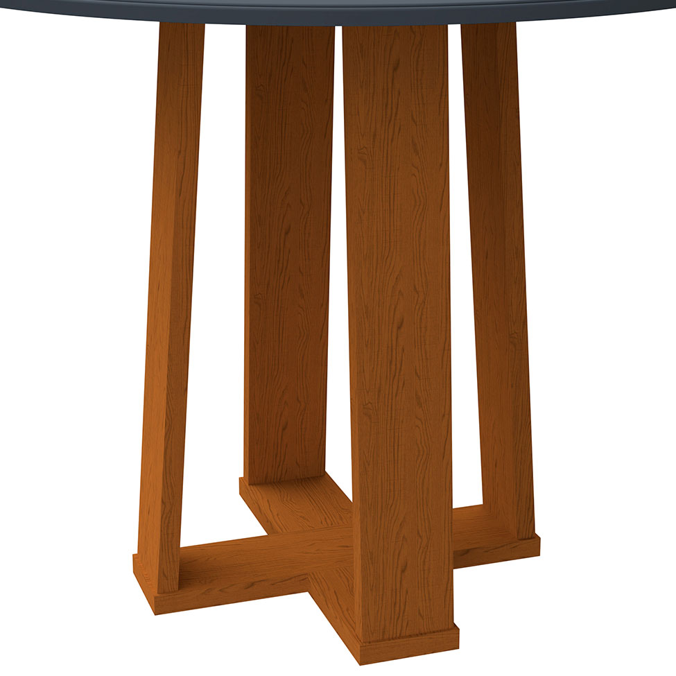Mesa de Jantar Redonda com Tampo de Vidro Isabela Cinza e Ype 100 cm