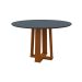 Mesa de Jantar Redonda com Tampo de Vidro Isabela Cinza e Ype 117 cm