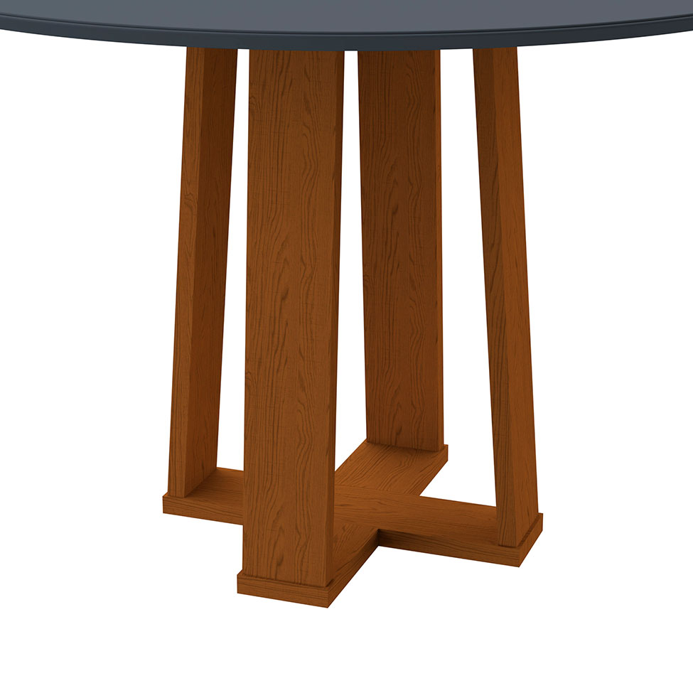 Mesa de Jantar Redonda com Tampo de Vidro Isabela Cinza e Ype 117 cm