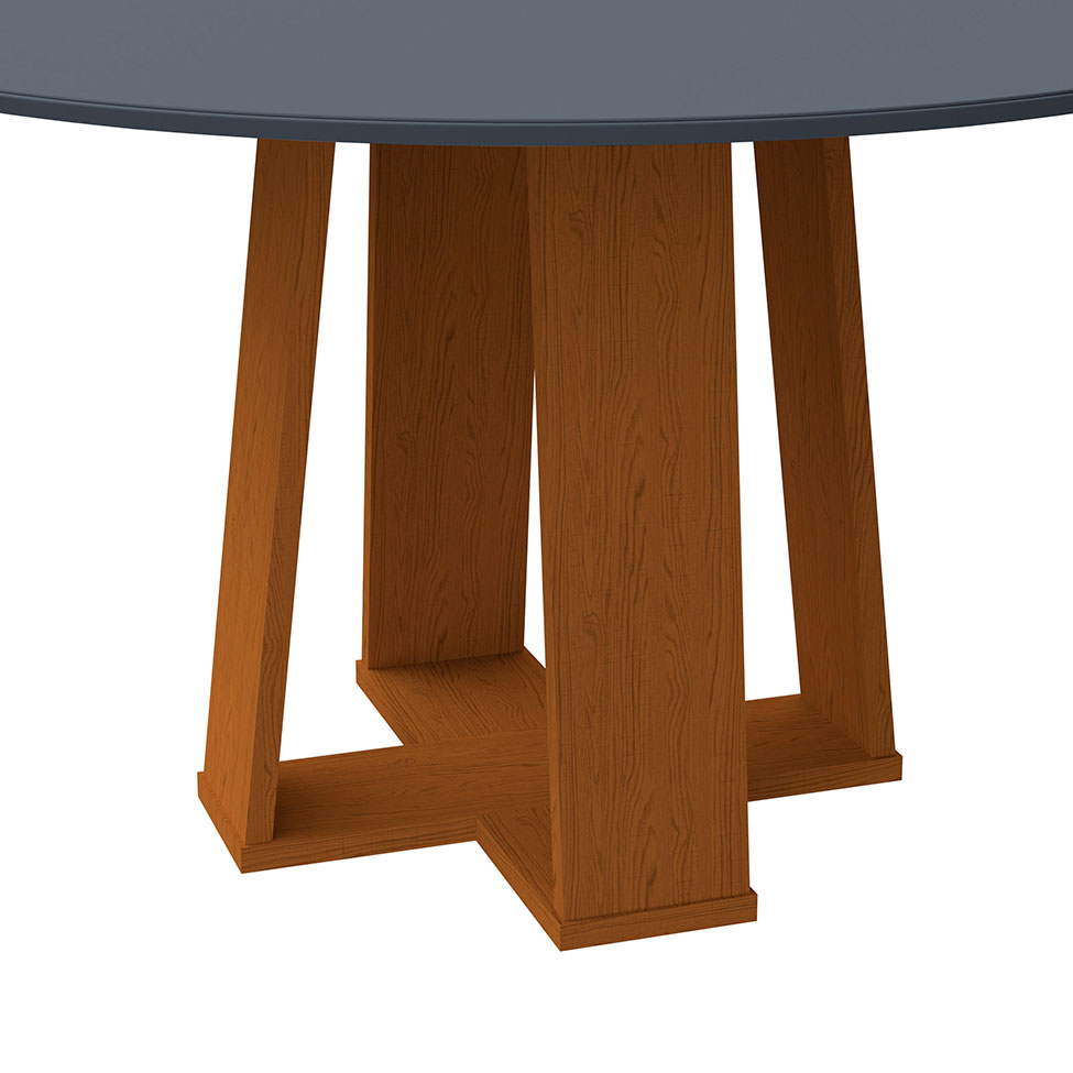 Mesa de Jantar Redonda com Tampo de Vidro Isabela Cinza e Ype 135 cm