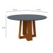 Mesa de Jantar Redonda com Tampo de Vidro Isabela Cinza e Ype 135 cm