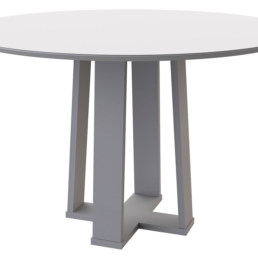 Mesa de Jantar Redonda com Tampo de Vidro Isabela Off White 117 cm