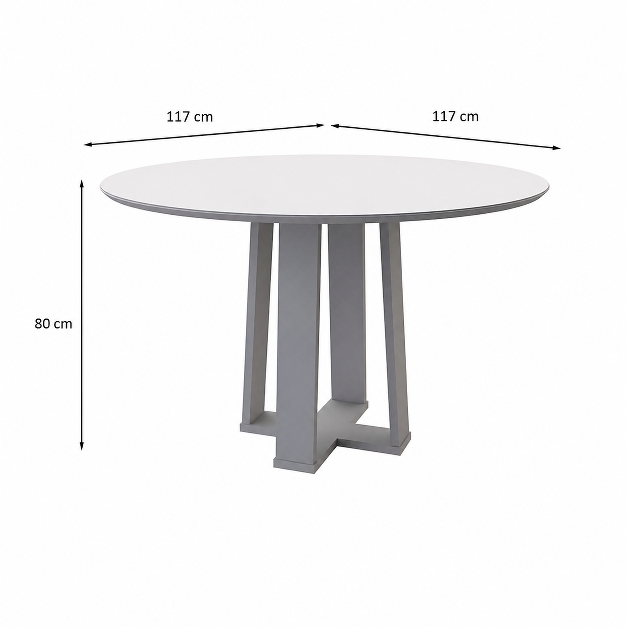Mesa de Jantar Redonda com Tampo de Vidro Isabela Off White 117 cm