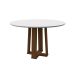 Mesa de Jantar Redonda com Tampo de Vidro Isabela Off White e Imbuia 117 cm