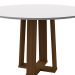 Mesa de Jantar Redonda com Tampo de Vidro Isabela Off White e Imbuia 117 cm