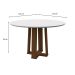 Mesa de Jantar Redonda com Tampo de Vidro Isabela Off White e Imbuia 117 cm