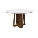 Mesa de Jantar Redonda com Tampo de Vidro Isabela Off White e Imbuia 135 cm