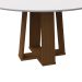 Mesa de Jantar Redonda com Tampo de Vidro Isabela Off White e Imbuia 135 cm