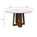 Mesa de Jantar Redonda com Tampo de Vidro Isabela Off White e Imbuia 135 cm