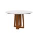 Mesa de Jantar Redonda com Tampo de Vidro Isabela Off White e Ype 117 cm