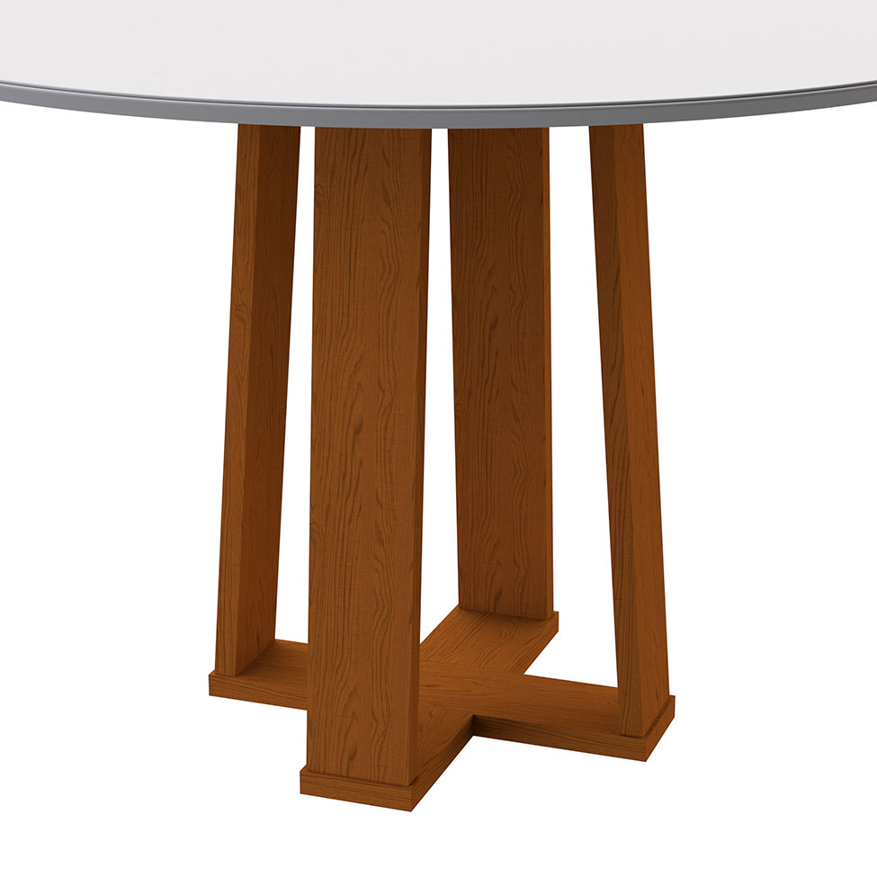 Mesa de Jantar Redonda com Tampo de Vidro Isabela Off White e Ype 117 cm