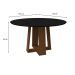 Mesa de Jantar Redonda com Tampo de Vidro Isabela Preta e Imbuia 135 cm