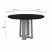 Mesa de Jantar Redonda com Tampo de Vidro Isabela Preta e Off White 117 cm