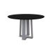 Mesa de Jantar Redonda com Tampo de Vidro Isabela Preta e Off White 117 cm