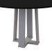 Mesa de Jantar Redonda com Tampo de Vidro Isabela Preta e Off White 117 cm