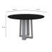 Mesa de Jantar Redonda com Tampo de Vidro Isabela Preta e Off White 117 cm