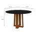 Mesa de Jantar Redonda com Tampo de Vidro Isabela Preta e Ype 117 cm